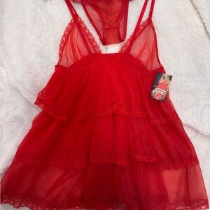Red Sheer Lace Chemise by Leg Avenue